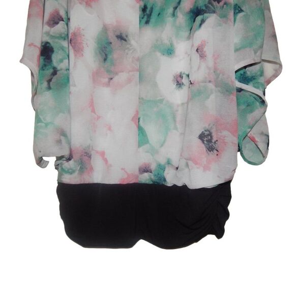 JENNIFER LOPEZ women's x-small pastel floral cold shoulder flowy shirt blouse - Picture 12 of 12